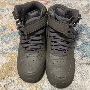 Nike Olive Green Air Force One High-Top Sneakers with Strap